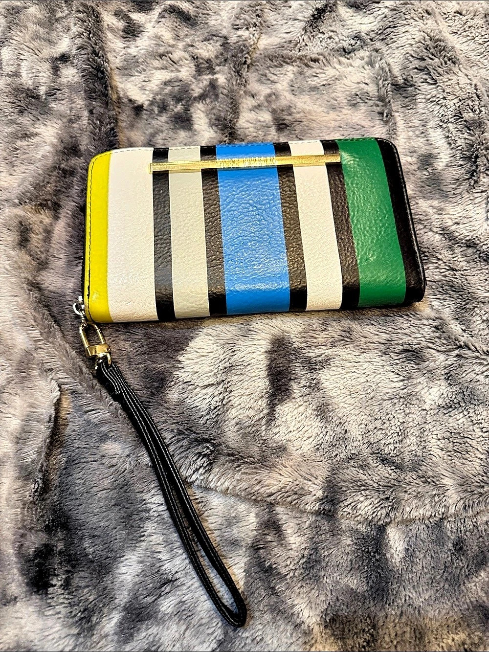 Steve Madden Striped Multicolor & Black Wristlet Wallet